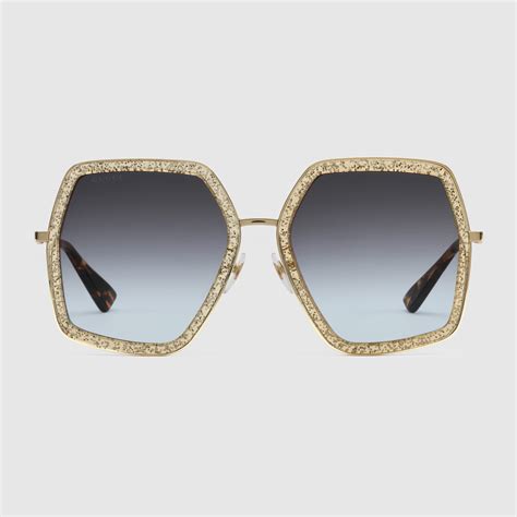 gucci oversize square-frame metal sunglasses